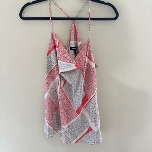 EXPRESS Printed Satin Racerback Cowl Neck Cami